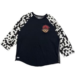 TruKFit Men's 2XL Black Pixelated Raglan 3/4 Sleeve Graphic T-Shirt Rare